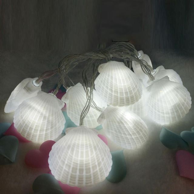 OOVOV Beach Seashell String Lights 1.5 Meter 10 Lights LED Battery Operated Lights for Holiday Parties Bedrooms Weddings Gardens