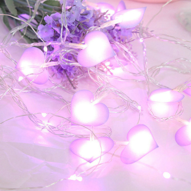 OOVOV Heart Fairy String Lights Valentines Day Decorations Light String for Indoor Outdoor Home Room Wedding Hanging Party Supplies