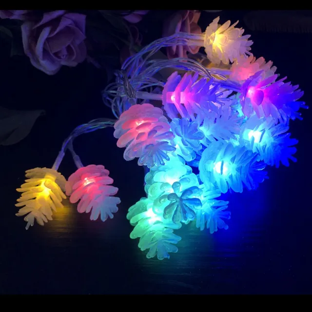 OOVOV Pine Cone Christmas String Lights 10ft 20LED Battery Powered Fairy Lights Indoor/Outdoor Patio Garden Party Christmas Tree Decoration