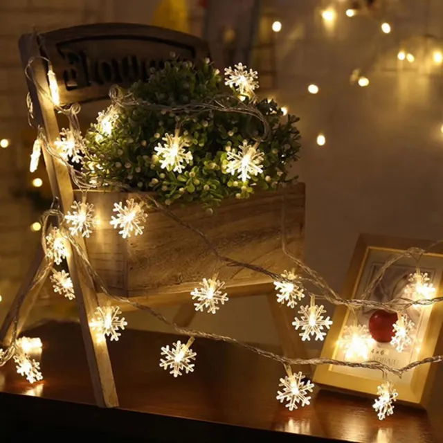 OOVOV Snowflake String Lights 3 Meter 20LED String Lights Christmas Snowflake Lights Snowflakes Plastic Fairy Lights Decorations