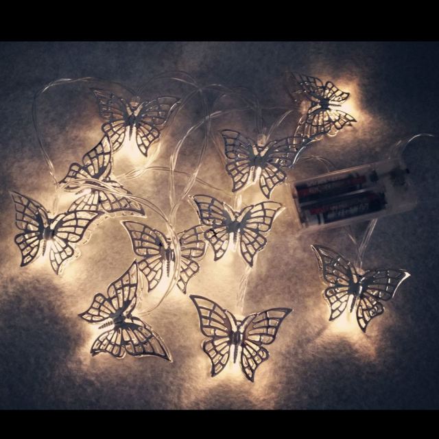 OOVOV Silver Metal Butterfly LED String Lights Battery Operated for Home Wedding Party Birthday Valentines Day and Seasonal Décor 6 ft/10 LEDs