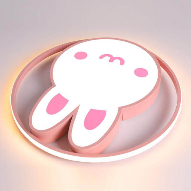 OOVOV Pink Cartoon Rabbit Ceiling Lights Cute Bunny Ceiling Light with LED Light Sources for Baby Room Boy Girl Room Lighting Fixture