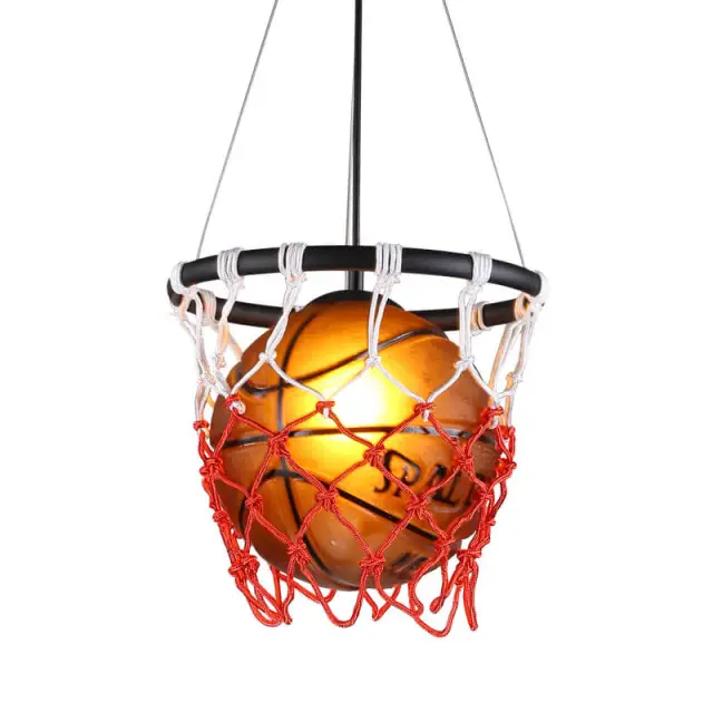 OOVOV Retro Basketball Pendant Light Creative Pendant Lamp Hanging Light Round Ball Ceiling Lighting Children Bedroom Room Bar Cafe Decoration fixture