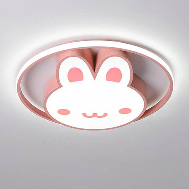 OOVOV Pink Cartoon Rabbit Ceiling Lights Cute Bunny Ceiling Light with LED Light Sources for Baby Room Boy Girl Room Lighting Fixture