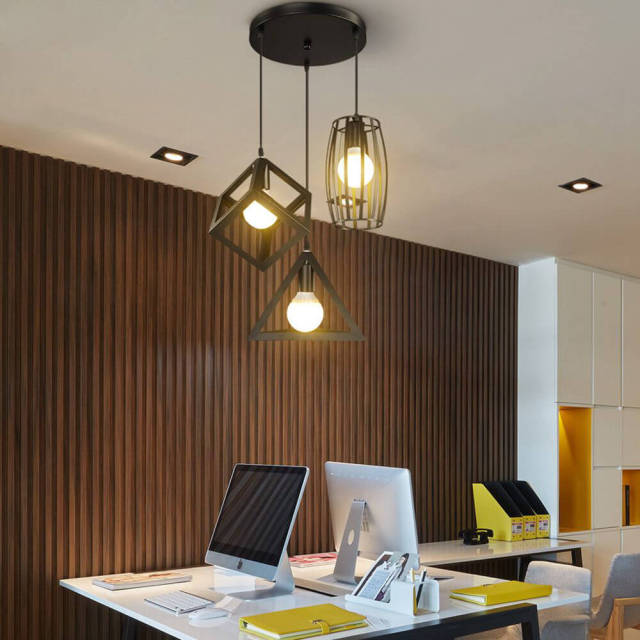 OOVOV Black Iron Restaurant Pendant Lights 3 Lights Simple Pendant Lighting Fixture for Dining Room Meals Room Kitchen