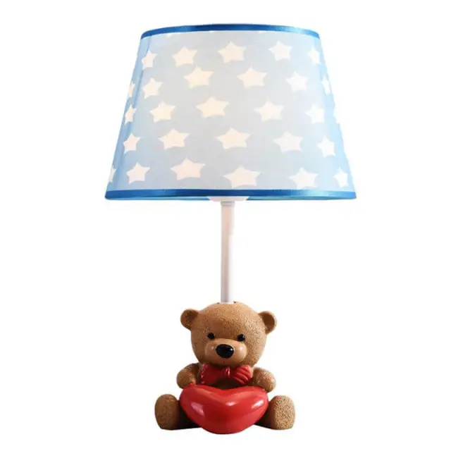 OOVOV Cartoon Cloth Bear Baby Room Desk Lamp Child Room Desk Light Bedroom Bedsides Table Lamp