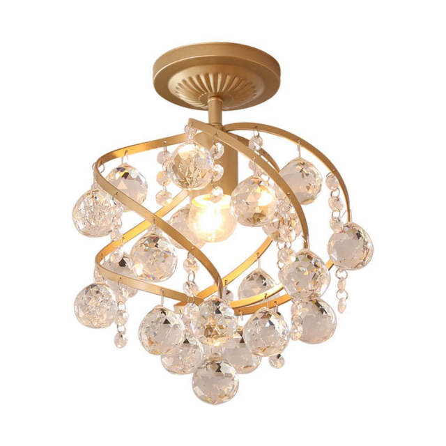 OOVOV Balcony Gold Crystal Ceiling Lights Fashion 11&quot; Hallway Entrance Lights Bedroom Cloakroom Ceiling Lamp