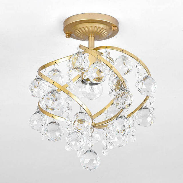 OOVOV Balcony Gold Crystal Ceiling Lights Fashion 11&quot; Hallway Entrance Lights Bedroom Cloakroom Ceiling Lamp