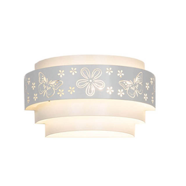 OOVOV Hollow Out Wall Sconces 1 Light Wall Light Iron Butterfly Shade Decoration E27 Bulb Base Painting Finish White Color