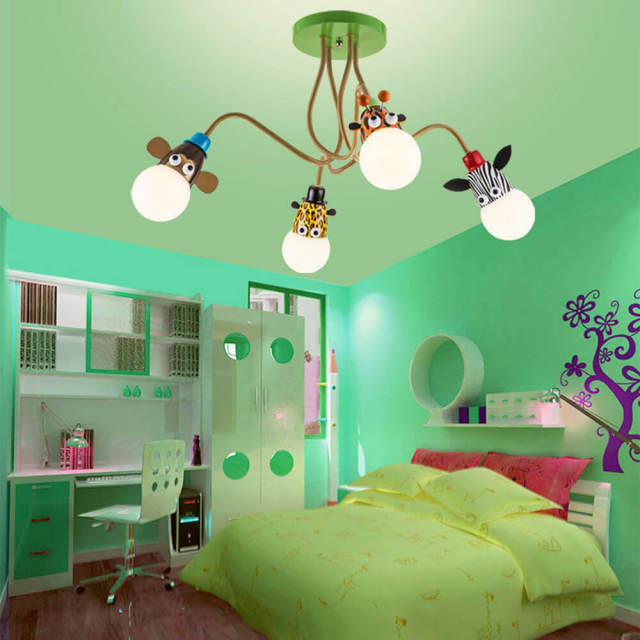 OOVOV Cartoon Animal Boy Girl Room Ceiling Fixtures Kids Bedroom Baby Room Ceiling Light Monkey Tiger Zebra Giraffe