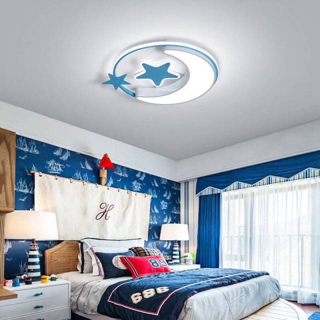 OOVOV Star Moon Ceiling Lamp Cartoon Ceiling Lights Fixture with LED Light Sources for Kids Room Baby Room Bedroom