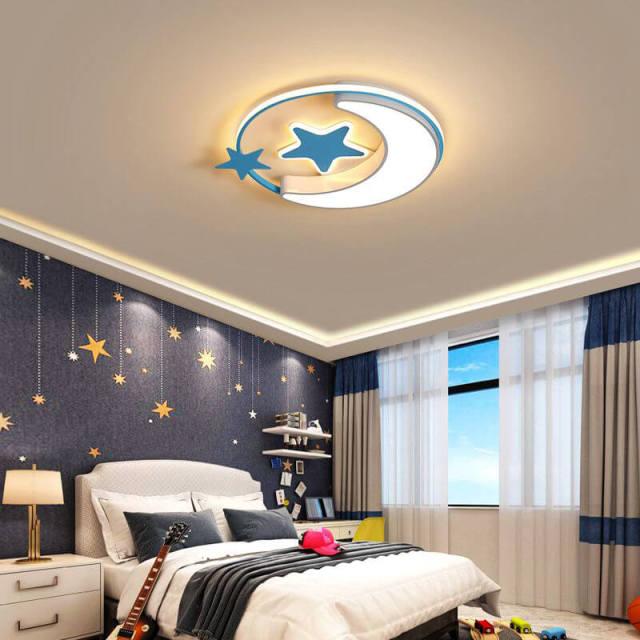 OOVOV Star Moon Ceiling Lamp Cartoon Ceiling Lights Fixture with LED Light Sources for Kids Room Baby Room Bedroom