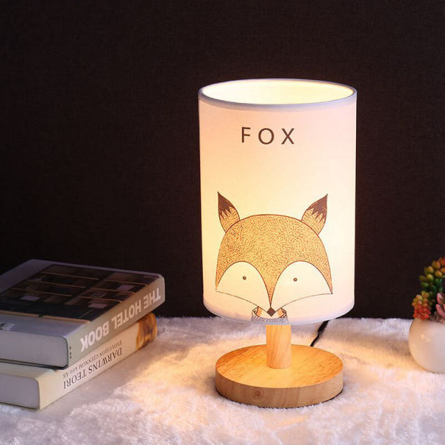 OOVOV Kids Room Fabric Small Table Lamp Simple Baby Room Bedroom Bedsides Mini Desk Light Nightlight