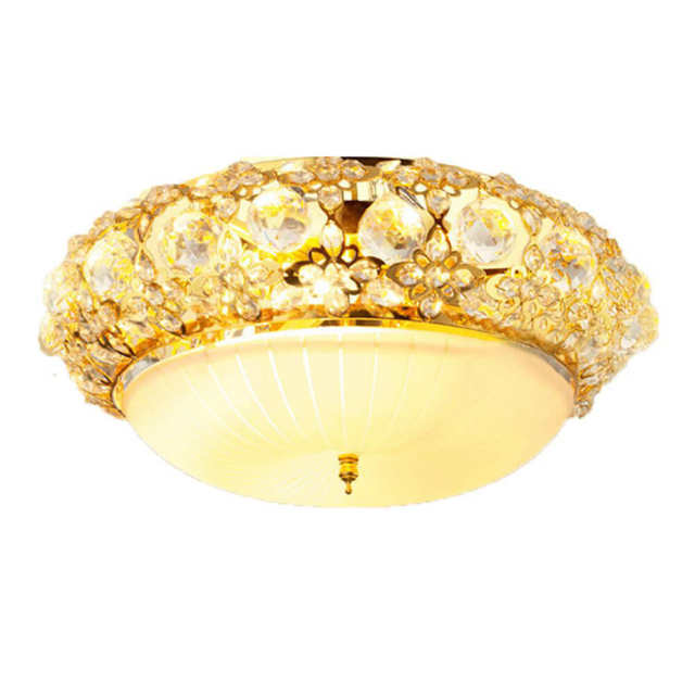OOVOV Round Crystal Ceiling Light Gold Flush Mount Ceiling Lamp for Living room Bedroom Study Room Kitchen Balcony