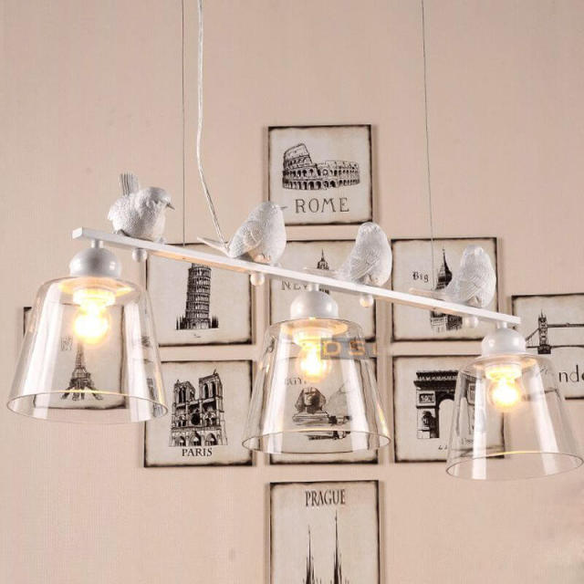 OOVOV White Birds Restaurant Pendant Lamp Nordic Study Room Bedroom Children Room Hanging Lights Chandelier Fixtures