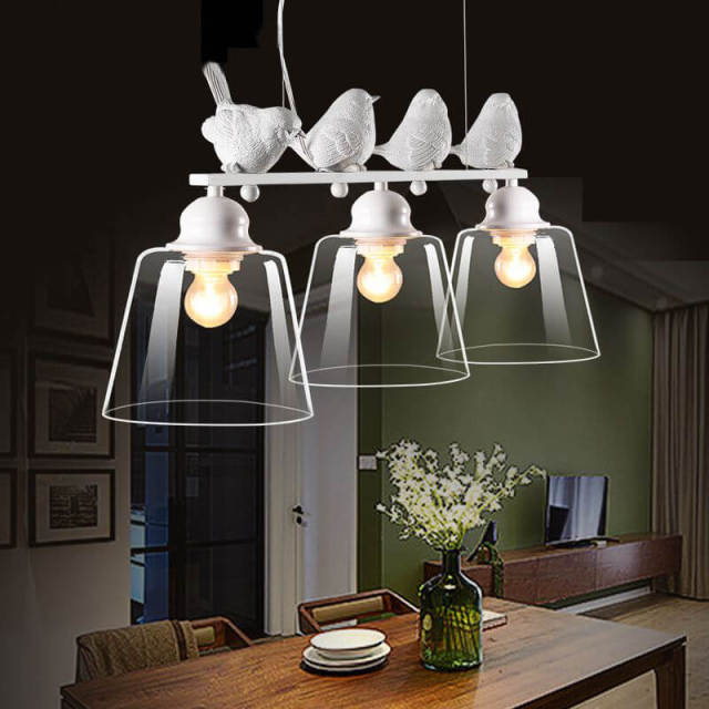 OOVOV White Birds Restaurant Pendant Lamp Nordic Study Room Bedroom Children Room Hanging Lights Chandelier Fixtures