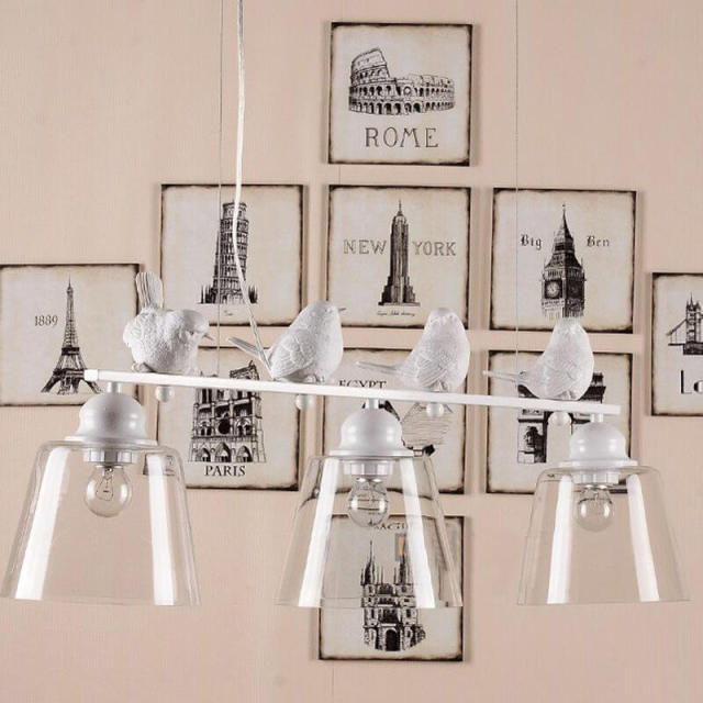 OOVOV White Birds Restaurant Pendant Lamp Nordic Study Room Bedroom Children Room Hanging Lights Chandelier Fixtures