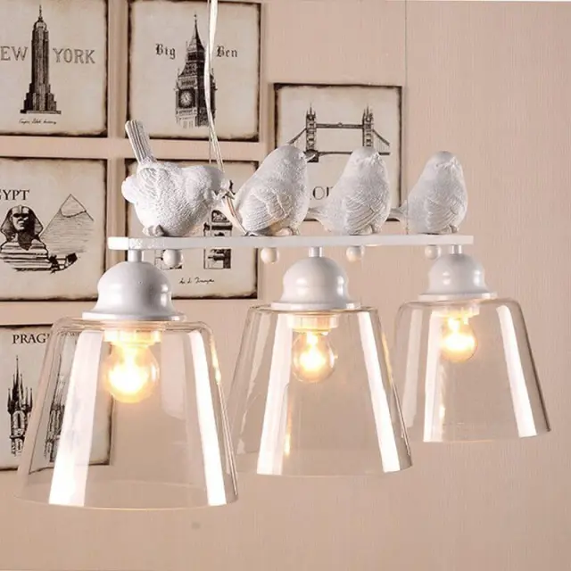 OOVOV White Birds Restaurant Pendant Lamp Nordic Study Room Bedroom Children Room Hanging Lights Chandelier Fixtures
