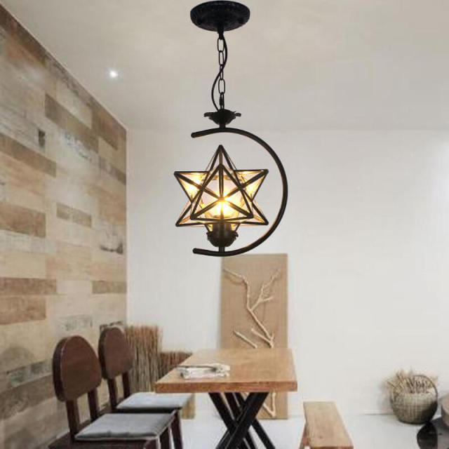 OOVOV Tiffany Star Pendant Light 1-Light Stained Glass Hanging Lights