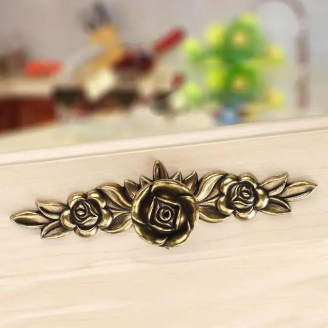 OOVOV Vintage Rose Wardrobe Cabinet Pulls Handle,Furniture Door Drawer Handles,Single Hole,2 Pcs