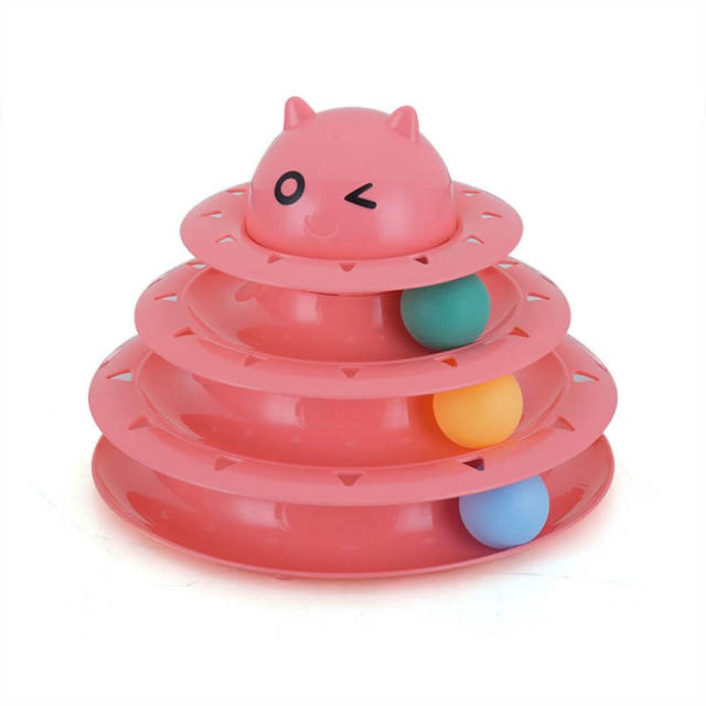 OOVOV Cat Toys,Roller Cat Toy,3 Level Tower Cat Ball Toy for Indoor Cat with Three Colorful Balls Interactive and Funny Puzzle Kitty Toys