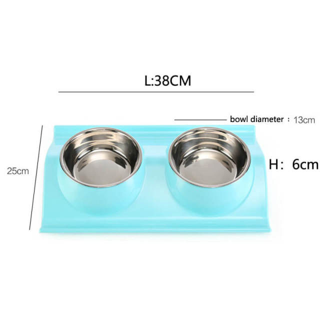 OOVOV Double Dog Cat Bowls Premium Stainless Steel Pet Bowls with No-Spill Resin Station,Food Water Feeder for Cats and Small Dogs