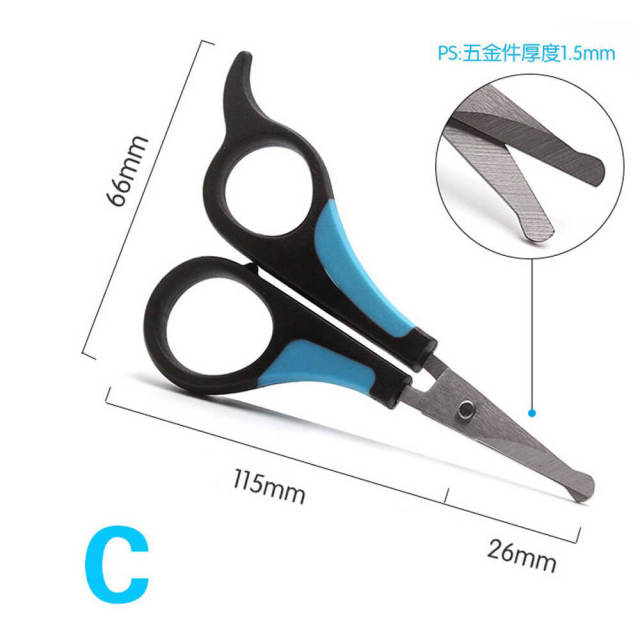 OOVOV Pet Grooming Scissors,5-Piece Set Rounded Tip Thinning Cat and Dog Scissors Comb Set,Curved Safety Dog Face Grooming Scissors Round End for Pet