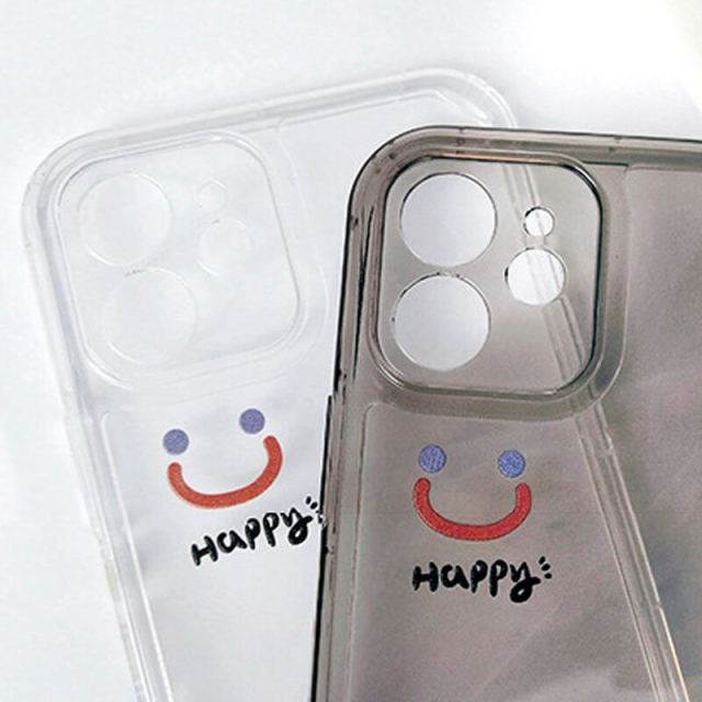 OOVOV Case for iPhone 11 6.1 Inch Shock-Absorption Bumper Cover Anti-Scratch Clear Smile Pattern Side Painted Back Phone Case