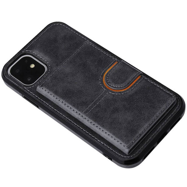 Phone Case Wallet for iPhone 11 / iPhone 12 with Card Holder Bracket Flip Folio PU Leather Phone Cases