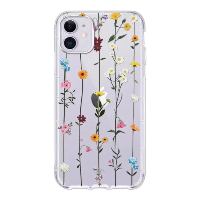 OOVOV Case for iPhone 11 / iPhone 12 Cute Case with Flowers for Girly Women Clear Floral Pattern Hard Back Skin Cover Phone Case for iPhone 6.1 inch