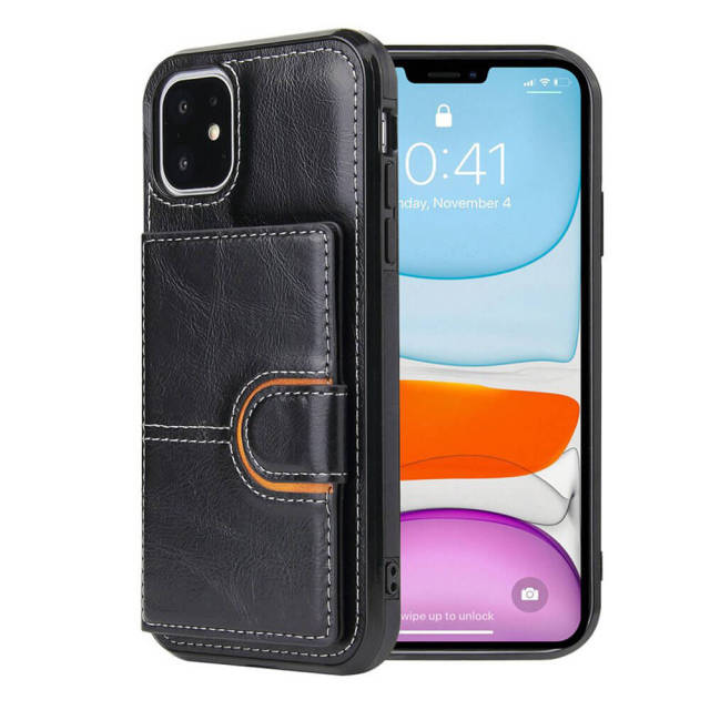 Phone Case Wallet for iPhone 11 / iPhone 12 with Card Holder Bracket Flip Folio PU Leather Phone Cases