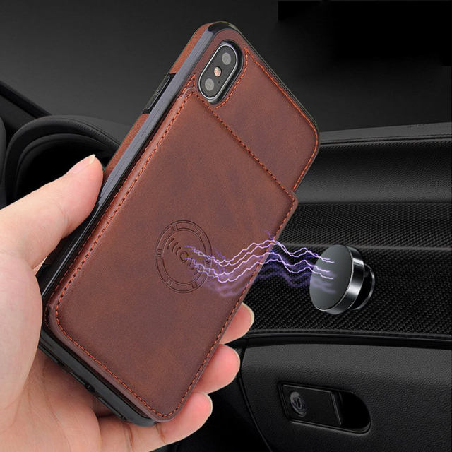 OOVOV Multifunction Phone Case for iPhone X,Magnetic Phone Case with Card Holder,Flip Folio PU Leather Phone Cases Wallet for iPhone X/XS