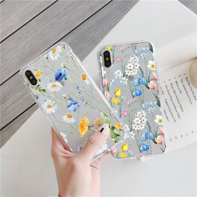 OOVOV Case for iPhone 11 / iPhone 12 Cute Case with Flowers for Girly Women Clear Floral Pattern Hard Back Skin Cover Phone Case for iPhone 6.1 inch