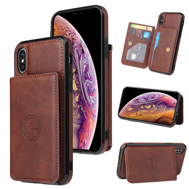 OOVOV Multifunction Phone Case for iPhone X,Magnetic Phone Case with Card Holder,Flip Folio PU Leather Phone Cases Wallet for iPhone X/XS