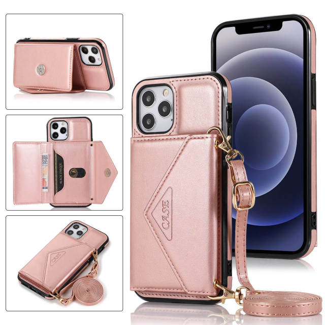 OOVOV Cases Wallet for iPhone 12 Crossbody iPhone Cases with Card Holder Protective Cover Flip Folio PU Leather Phone Case for iPhone 12/12 pro