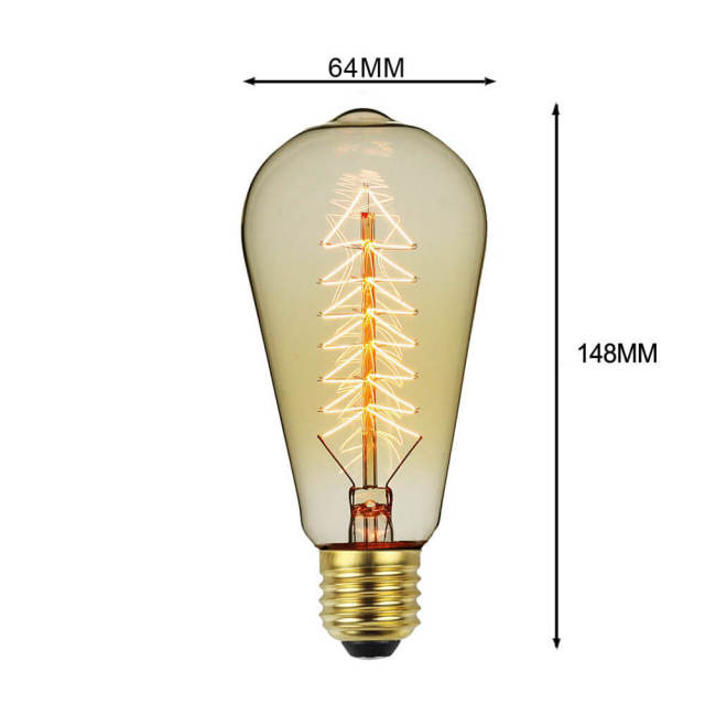 Edison Light Bulbs Medium (E27) Standard Base Dimmable ST64 40W Vintage Light Bulb 2300K Warm Glow Incandescent Light Bulbs