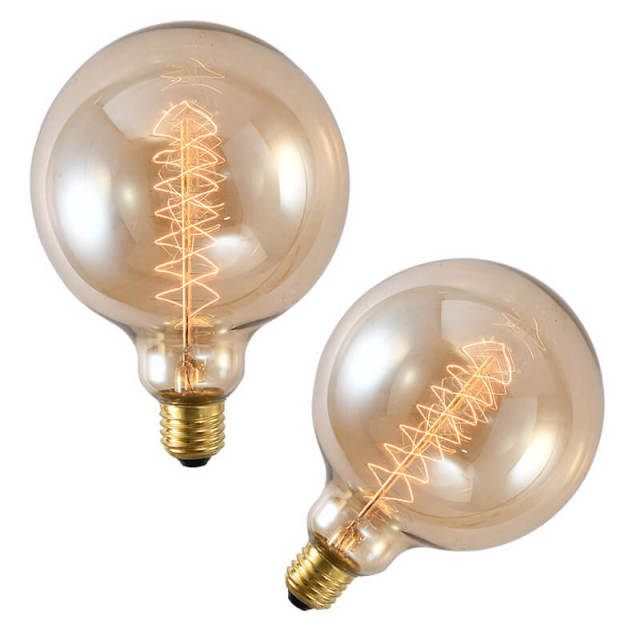 OOVOV Vintage Edison Bulbs with Spiral Filament 40W Dimmable E26/E27 G95 Round Globe Large Antique Light Industrial Design Amber Warm 110V/220V