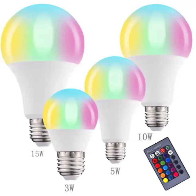 OOVOV RGB Color Changing Light Bulbs with Remote Memory - Sync-Dimmable E26/E27 Screw Base for Home Decor Bedroom Stage Party and More