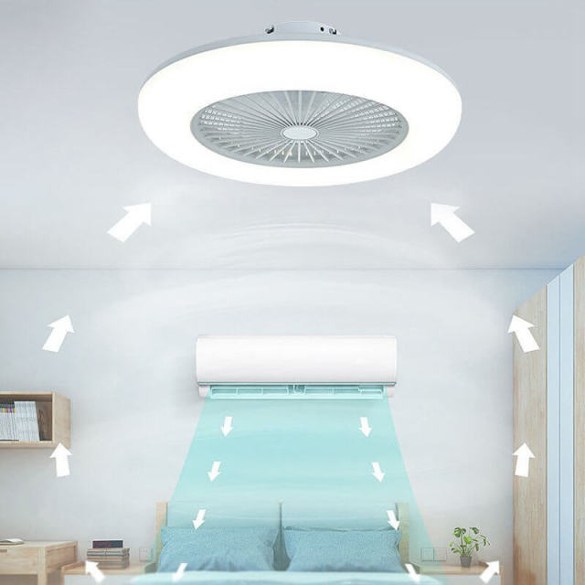 Enclosed Ceiling Fan with Led Lights 21.7 Inch Low Profile Ceiling Fan Light