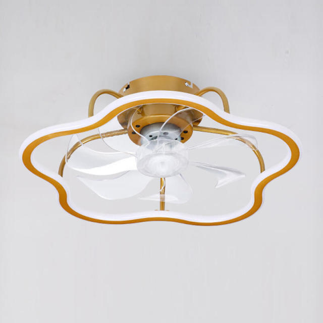 LED Ceiling Fan with Lights 20 Inch Gold Flower Shape Remote Control