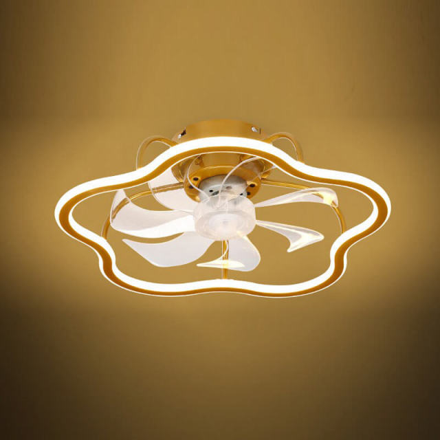 LED Ceiling Fan with Lights 20 Inch Gold Flower Shape Remote Control