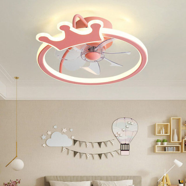 Ceiling Fans With Lights Crown Shape Semi Flush Mount Ceiling Fans Light For Kids