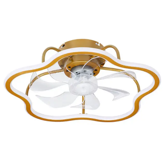 LED Ceiling Fan with Lights 20 Inch Gold Flower Shape Remote Control