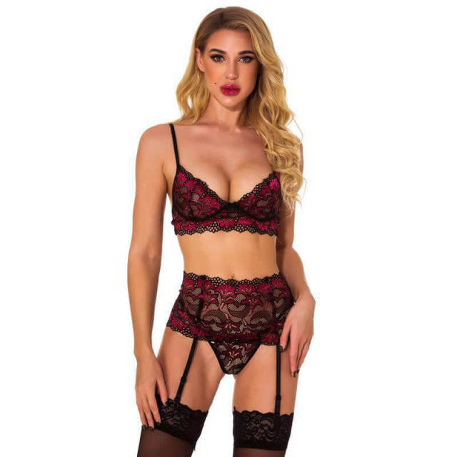 OOVOV Women Lingerie Set with Garter Belts Sexy Bra and Panty Underwire Lingerie Sets