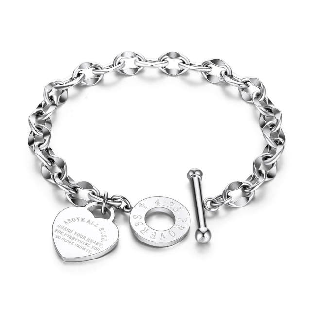 OOVOV Women Bracelet Stainless Steel Love Heart Charm Bracelets Romantic Gift OT Clasp Bracelets