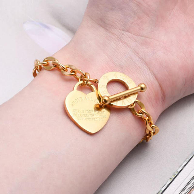 OOVOV Women Bracelet Stainless Steel Love Heart Charm Bracelets Romantic Gift OT Clasp Bracelets