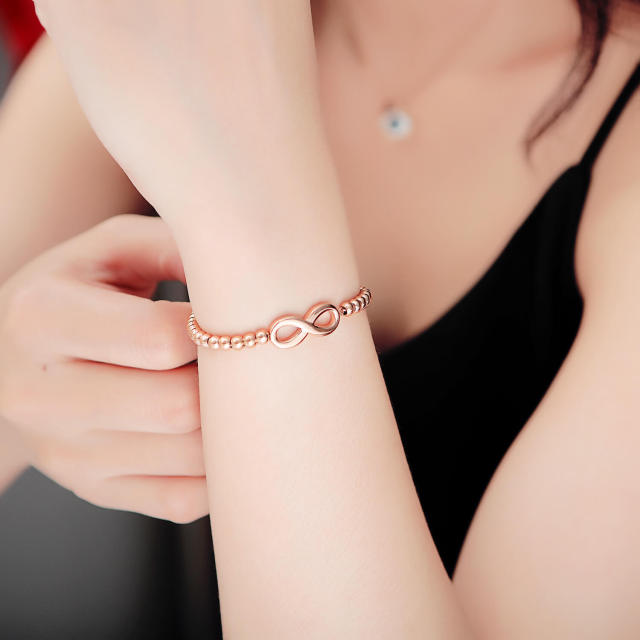 OOVOV Womens Titanium Steel Bracelet Infinity Endless Symbol Charm Adjustable Bracelet Gift for Women Girls Mom