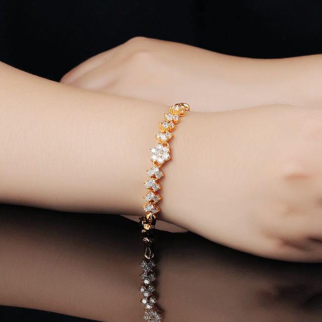 Women Girl Bracelets Gold Plated Zirconia Bracelet