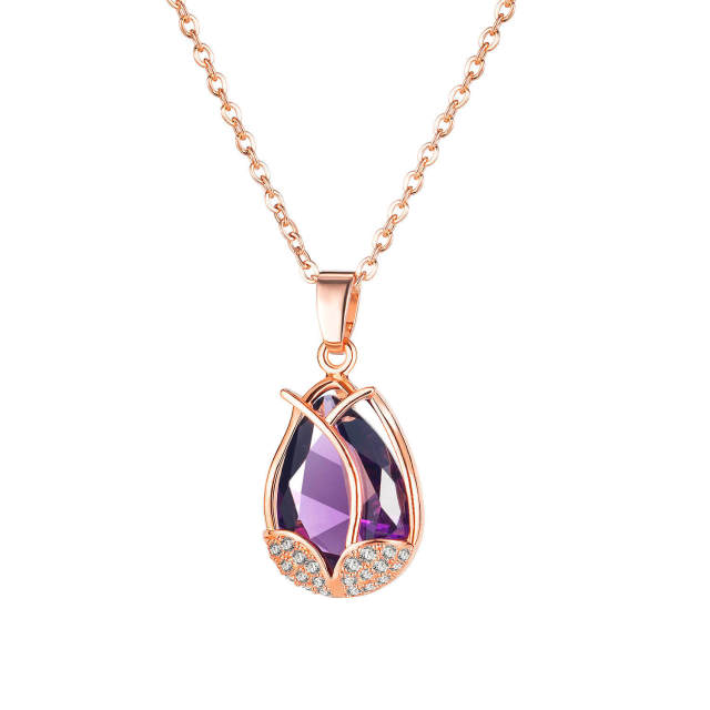 OOVOV Women Necklace Jewelry Fashion Diamond Zircon Pendant Necklace Stainless steel Chain Slider Adjustable