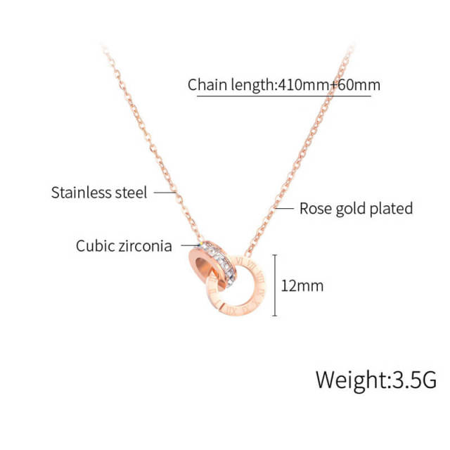 OOVOV Necklace for Women Roman Numeral Circle Necklace Suitable for Daily Life or Party Necklace With Cubic Zirconia for Festival Gift